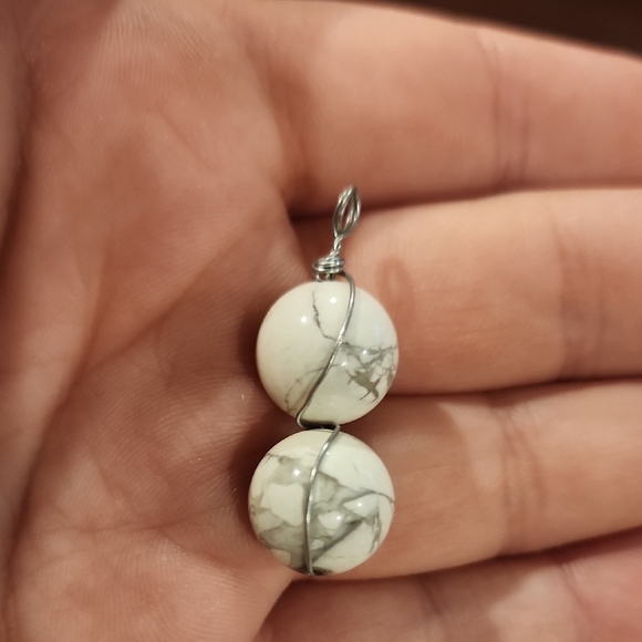 Hand Crafted Jewelry - Elegant Silver and White Marble Pendant
